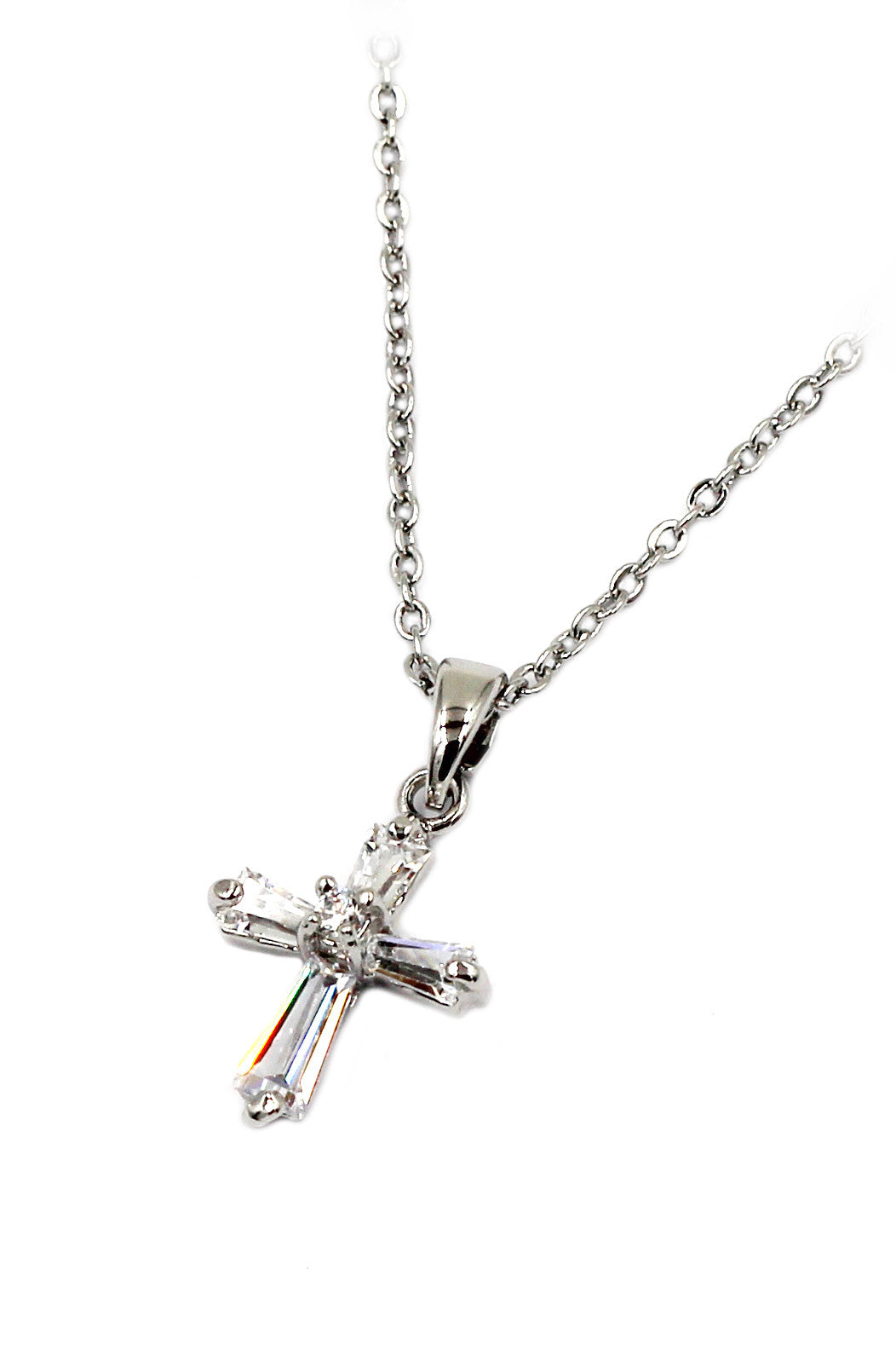 mini cross crystal necklace