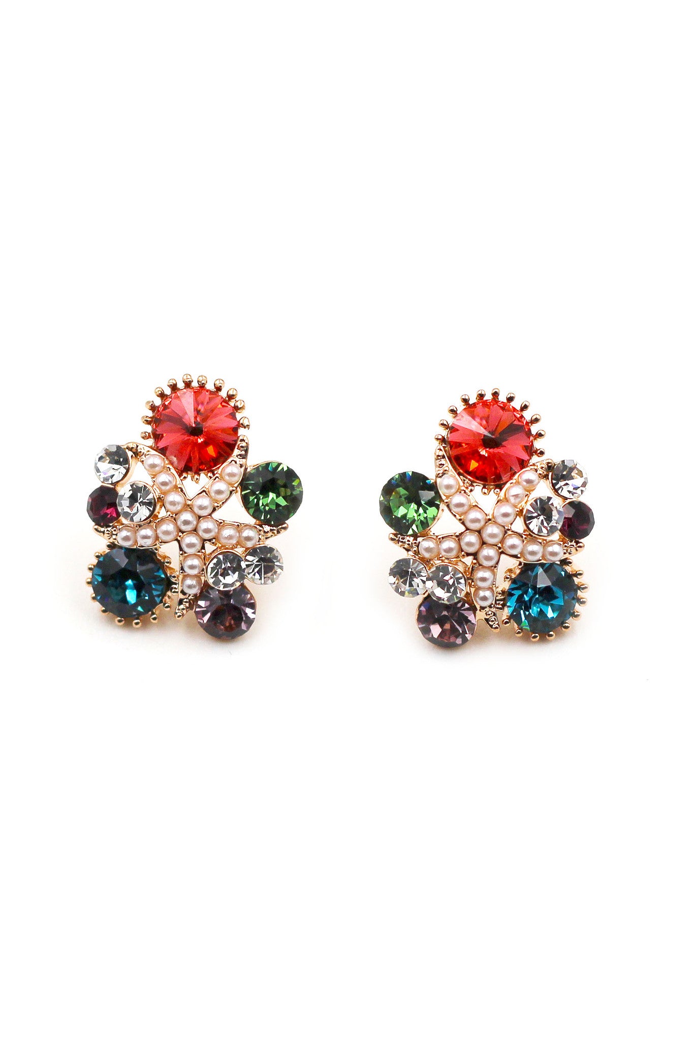 Fashion Colorful starfish crystal small pearl earrings – Ocean Fashion
