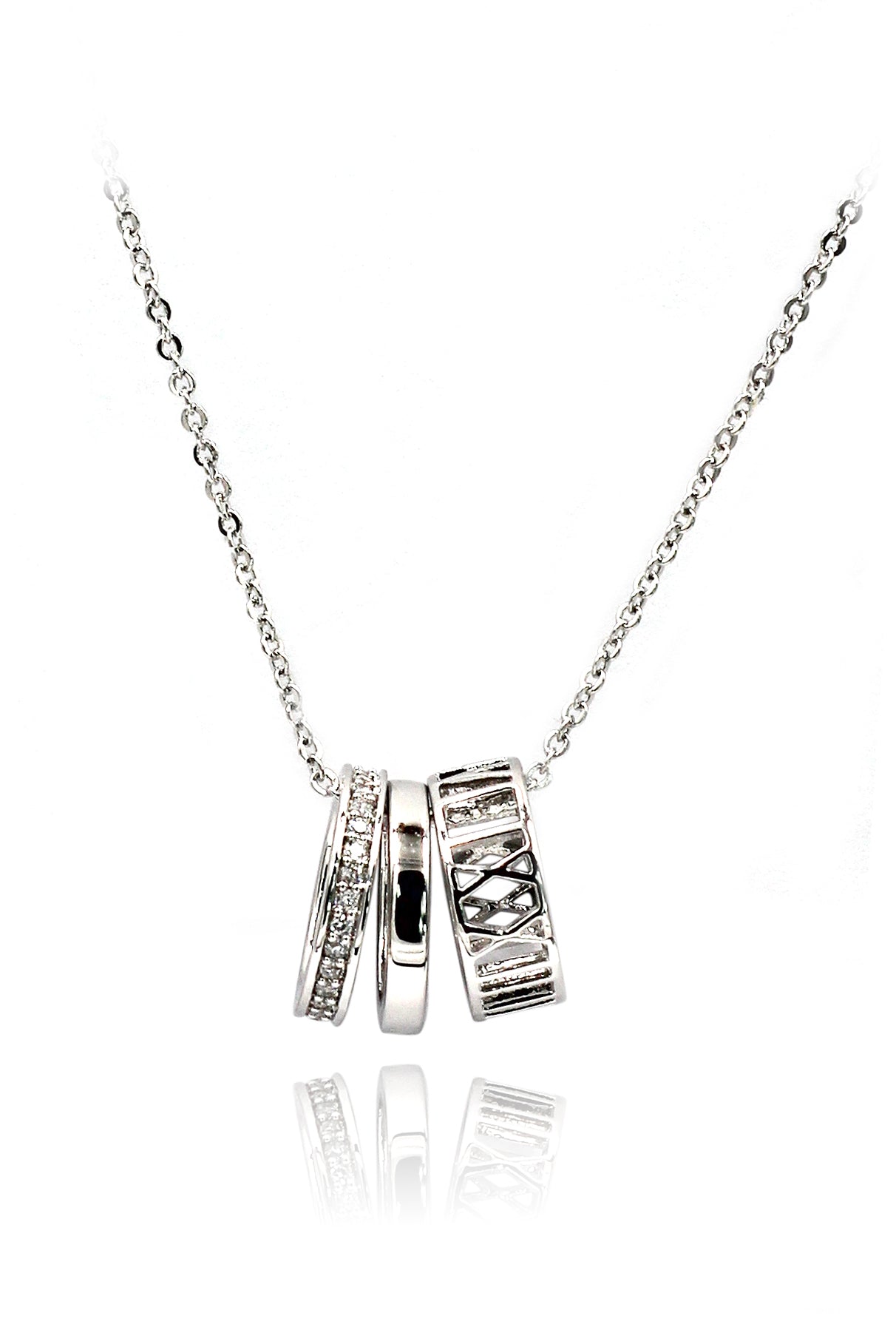 lady circle crystal silver necklace