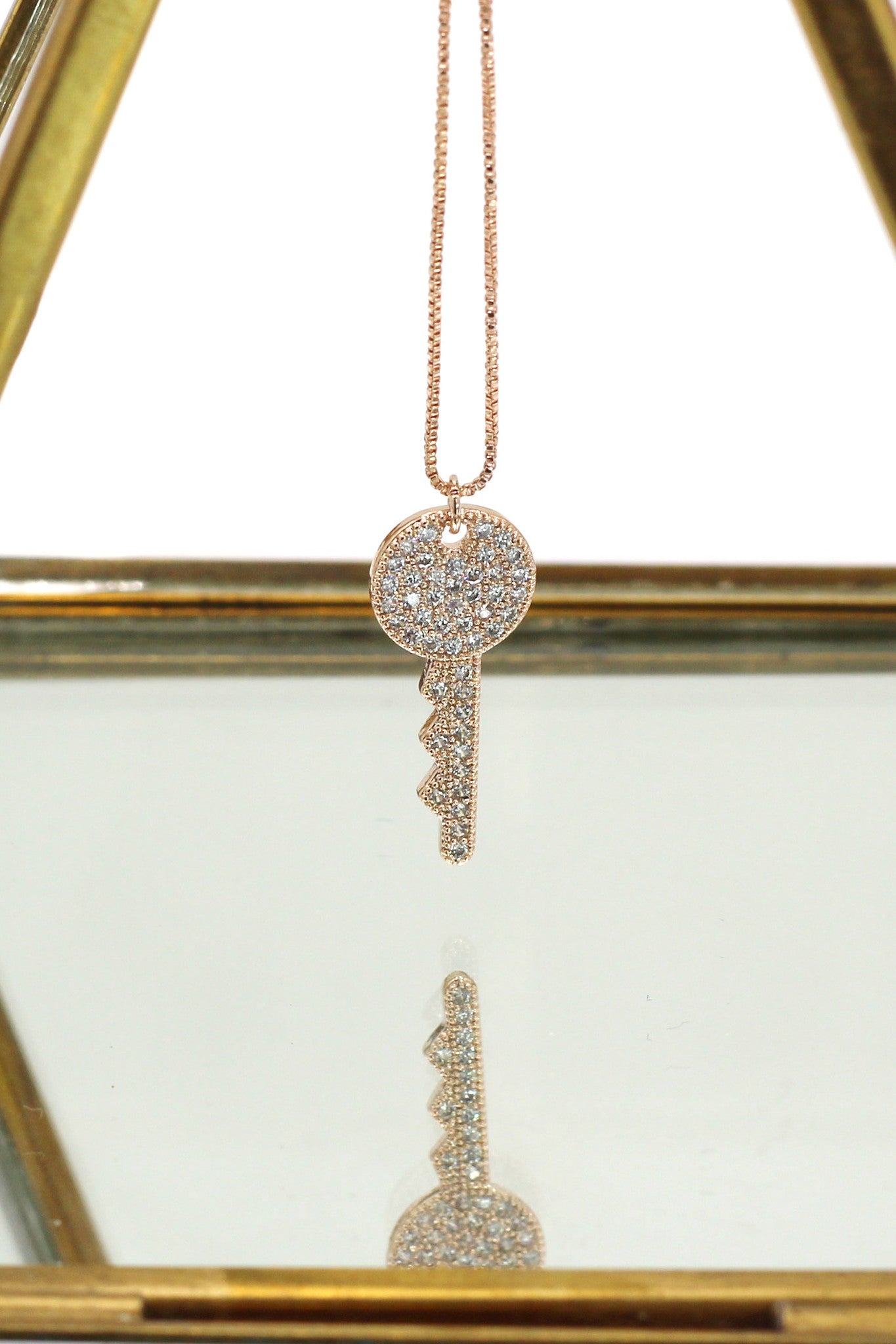 sparkling little crystal key necklace