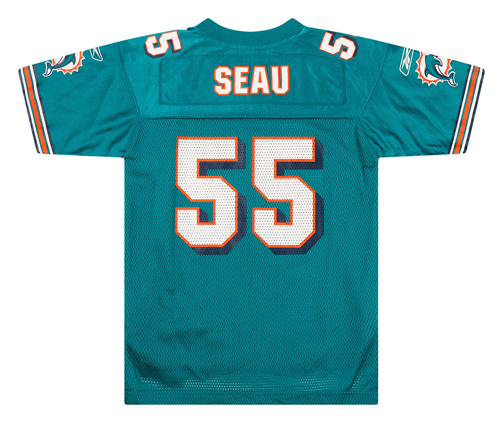 MIAMI DOLPHINS SEAU REEBOK ON FIELD JERSEY (HOME) Y - Classic American Sports