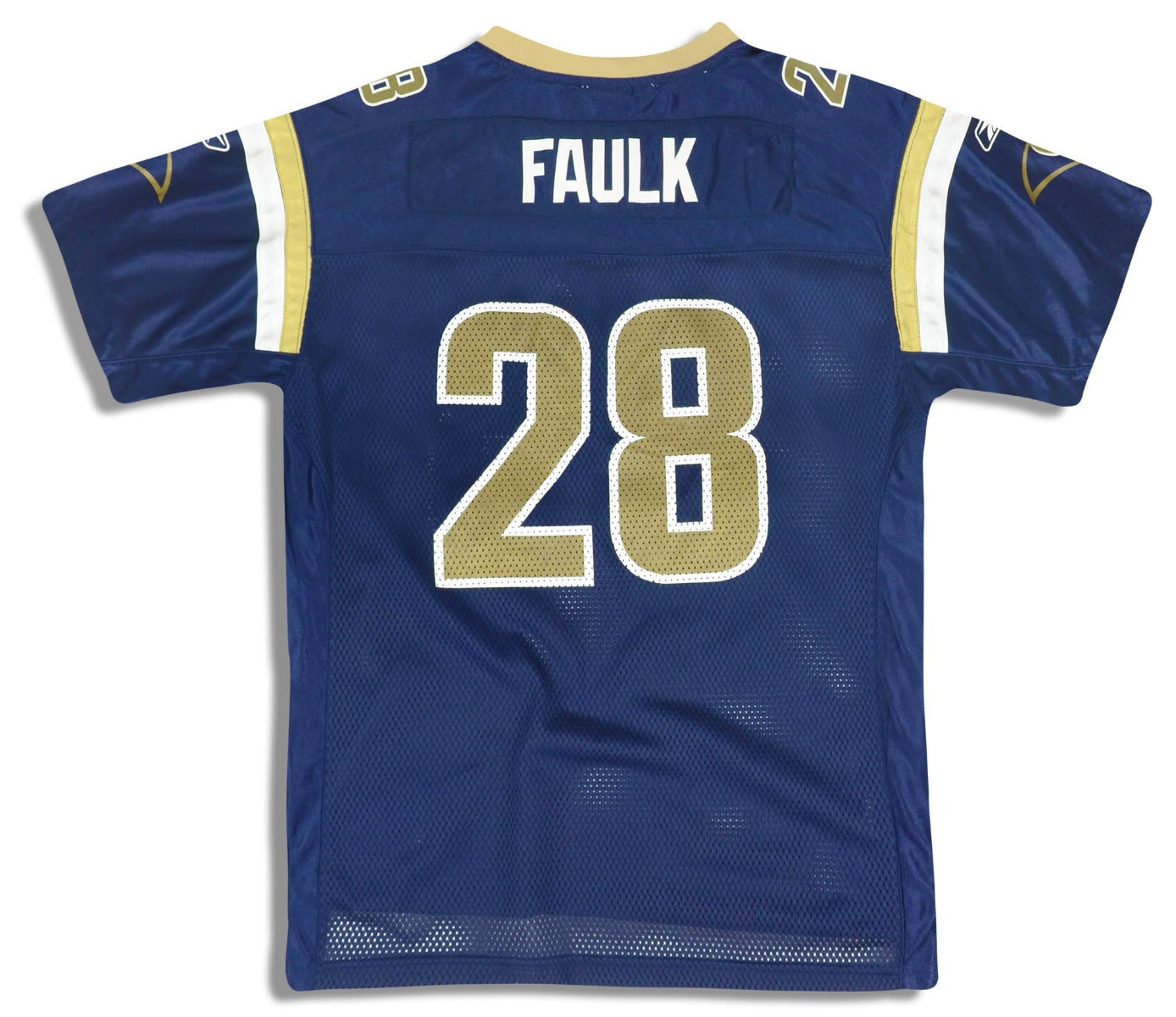 2002-04 ST. LOUIS RAMS FAULK #28 REEBOK ON FIELD JERSEY (HOME) Y - Classic  American Sports