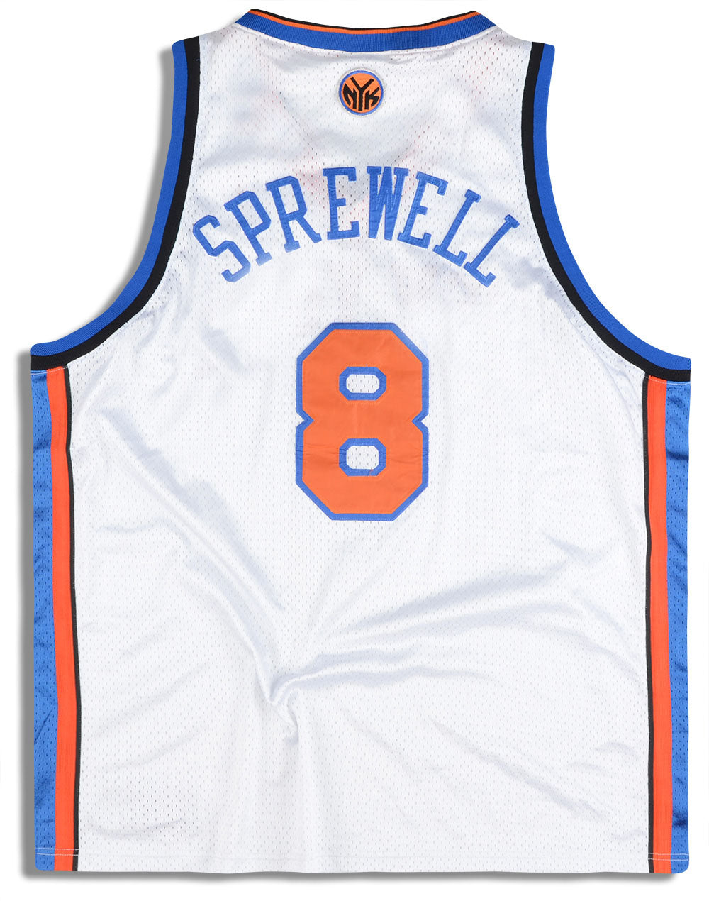 1998-01 NEW YORK KNICKS SPREWELL #8 CHAMPION JERSEY (HOME) M