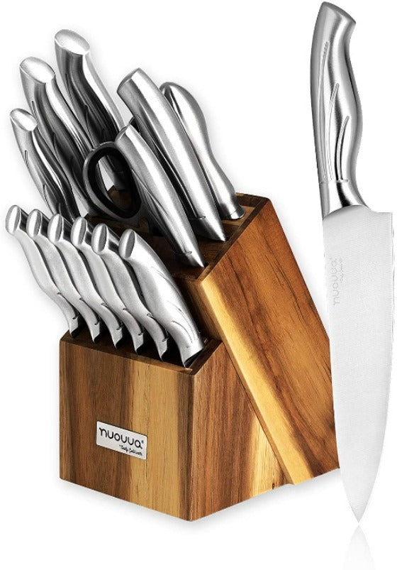 Kitchen Knife Set,5-Pieces Stainless Steel Full Tang Hollow Handle Knife Set  for Kitchen, Green Sharp Knife Block Sets with Gift Box Good for Love  Family Friends (Green)