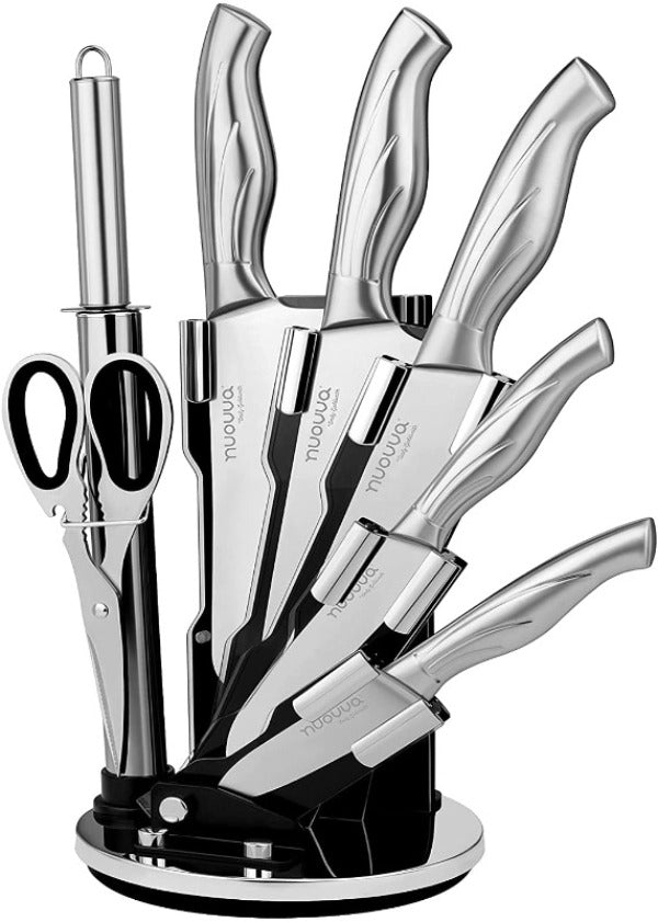 Pakhofh 14-Piece Chef Stainless Steel Kitchen Knives—Set with Black Bl