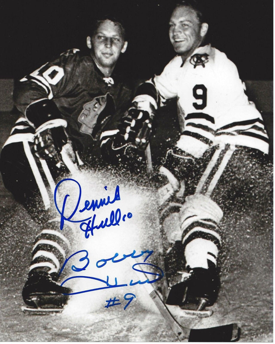 Bobby Hull & Brett Hull Signed Autograph 11x14 Hall of Fame Photo