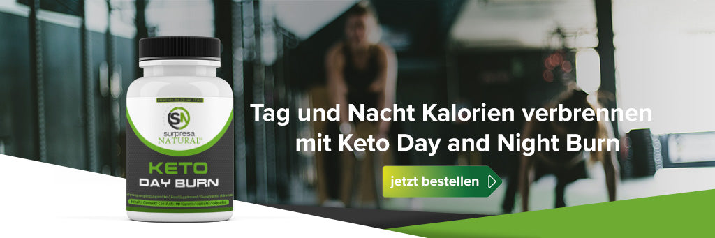 Werbebanner von Surpresa Natural: Mit "Keto Day and Night" Tag und Nacht Kalorien verbrennen.