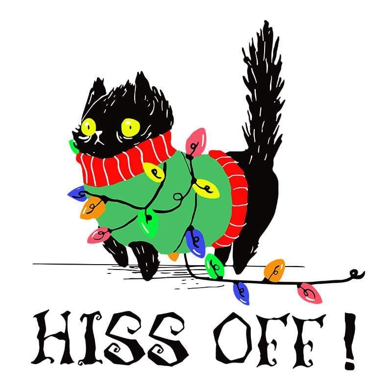 Hiss Off, Black Cat, Cat, Christmas Cat, Christmas Vacation, Cat Lover