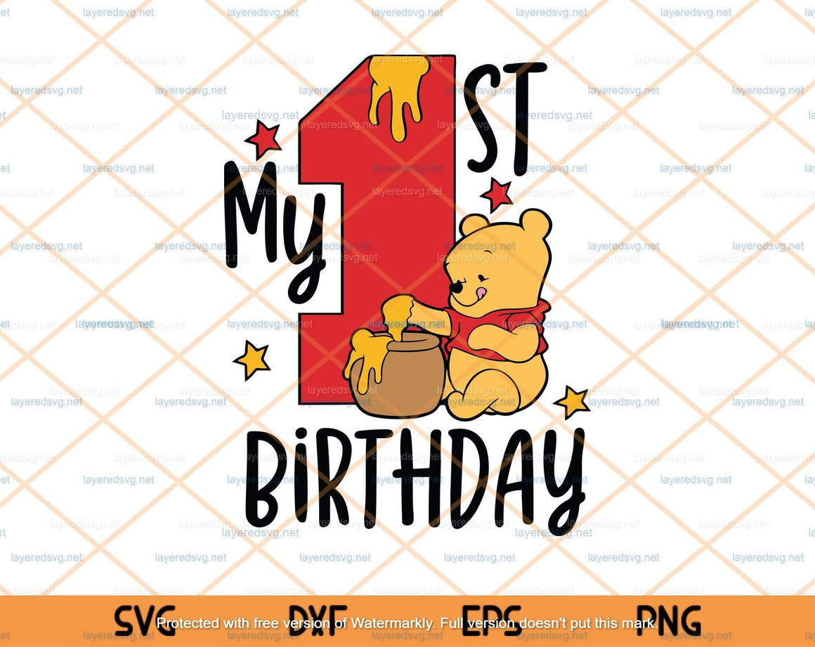 Download Winnie The Pooh Svg Baby Svg pooh Cricut File Honey Svg Tigger Svg 1st - Layered Svg