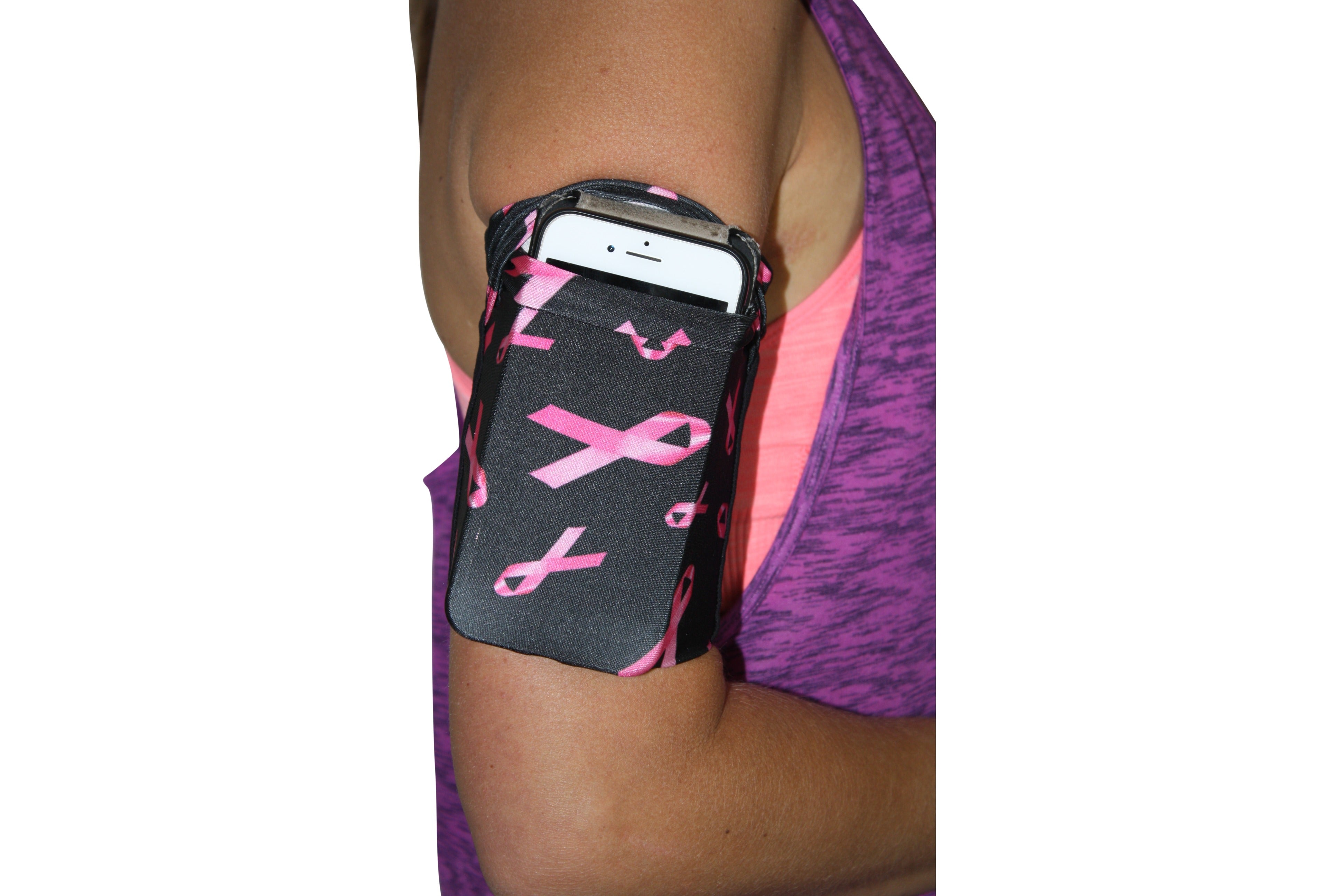 Pink Ribbon Breast Cancer Awareness Cell Phone Armband Running – speedzter