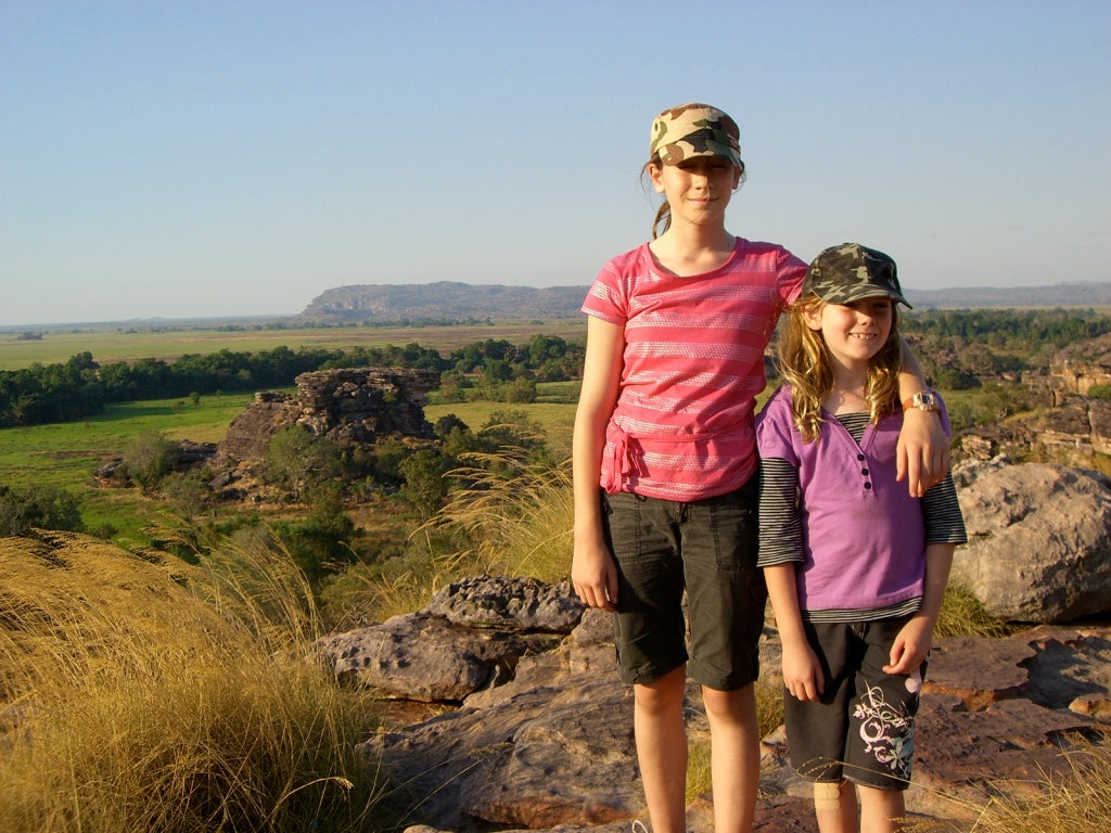 a younger Tara and Tessa on a family holiday in Kakadu
