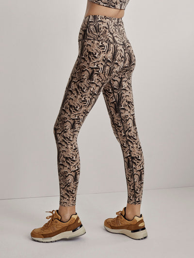 Varley Leggings Legging Century Coffee Cheeta Brown Animal Print Wick XL NEW