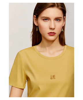 MN Minimalism Summer Tshirt Fashion New Round Neck Printed Slim Tops Streetwear Causal T-shirt For Women