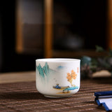 1 PCS 30ml Small Vintage Ceramic Teacup Hand-painted Fancy White Porcelain Kong Fu Tea Cup