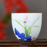 4 pcs/lot 80ml Small Chinese Ceramic Teacup Hand-painted Fancy White Porcelain Tea Cups Set