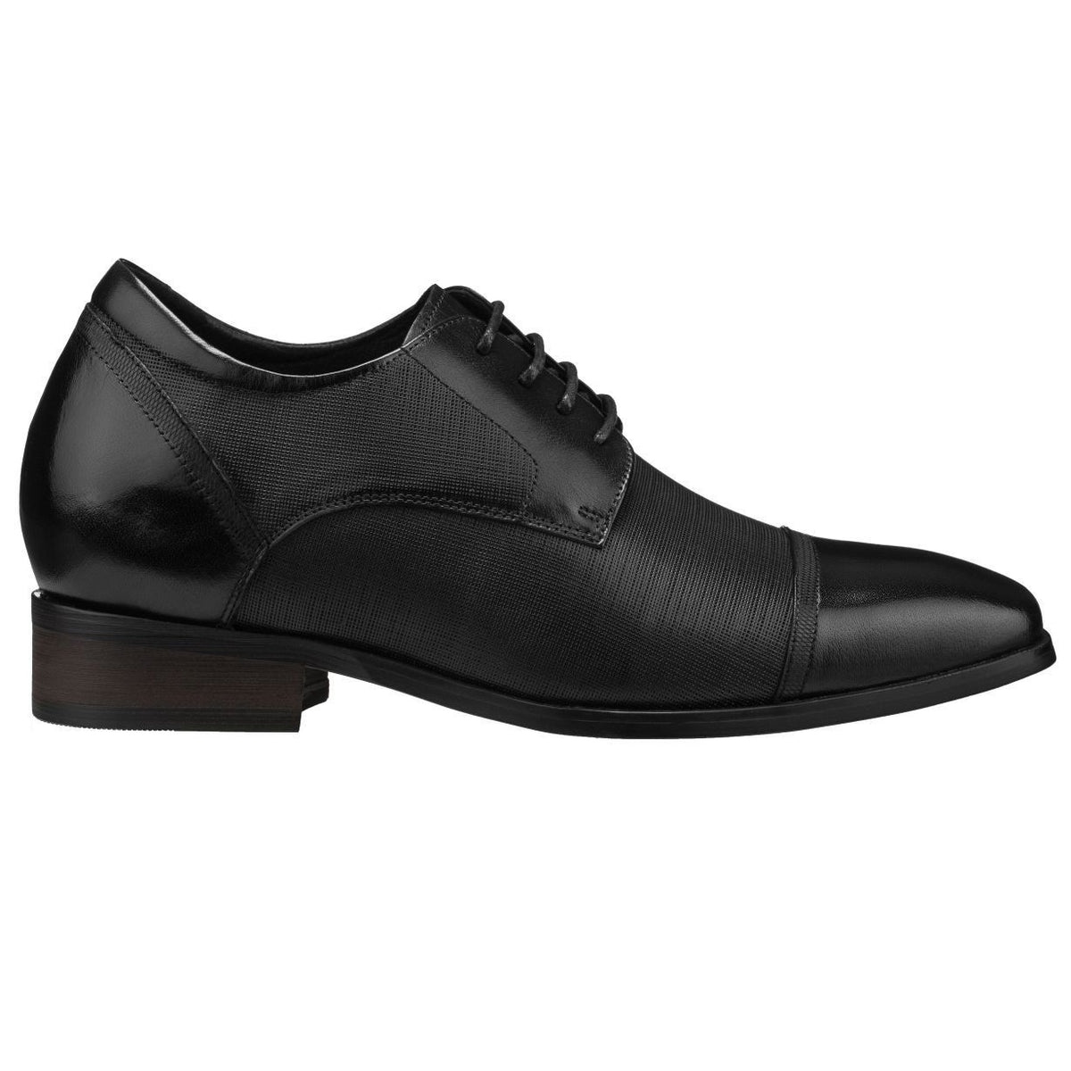 CALTO 3.2 Inches Elevator Height Increasing Black Cap Toe Lace Up ...