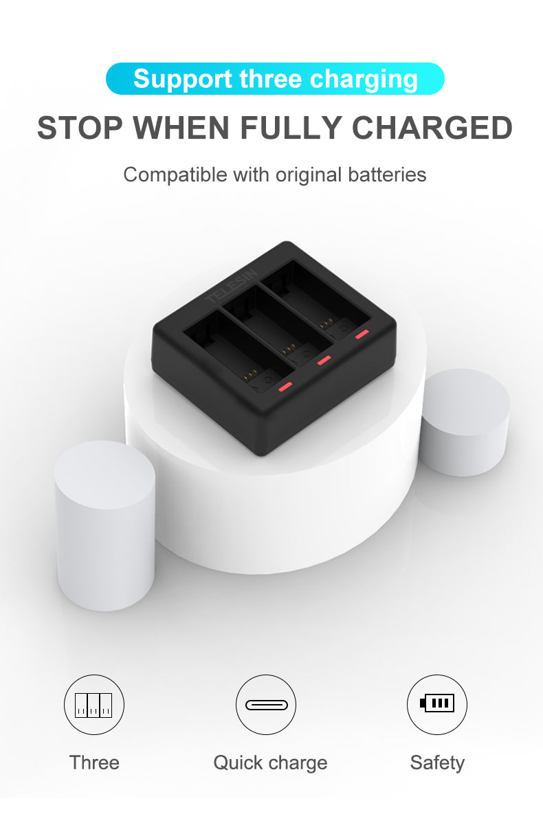 TELESIN 3-Channel Battery Charger & Storage Box GP-BCG-901 B&H