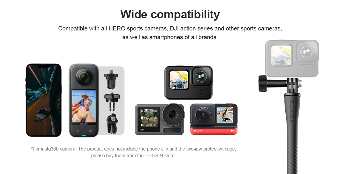 Support flexible pour caméra sportive Telesin te-HNB-003 pour GoPro Hero 11  / 10 / 9 support de montage de col de caméra embarquée - Chine Trépied et  montage flexible prix