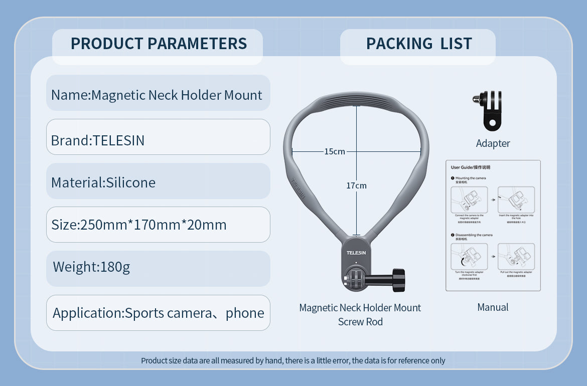 TELESIN Support de poitrine magnétique en Siliconen souple - Support de cou  - | bol.