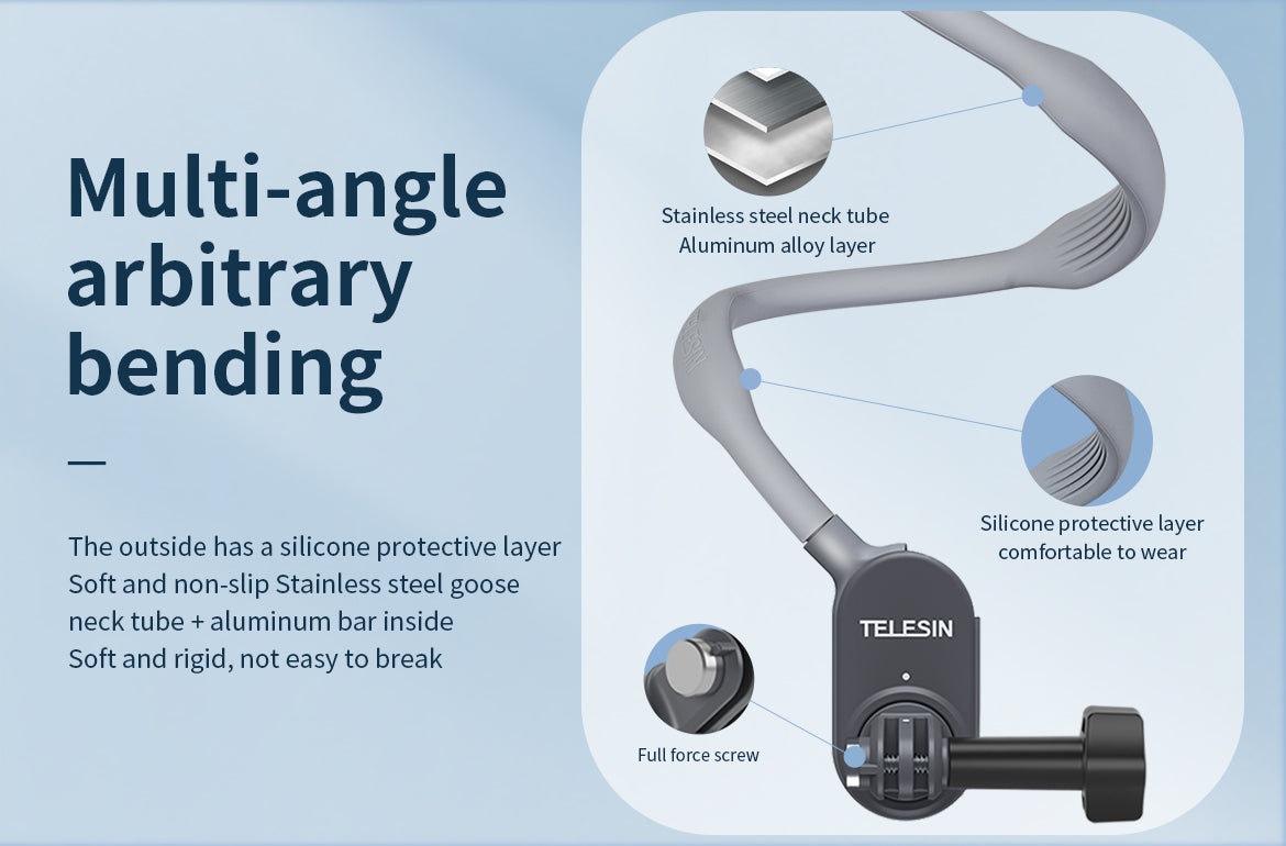 TELESIN Magnetic Neck Holder Mount for Action Cameras/ Phones