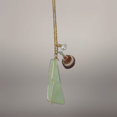 Necklace with sea glass and shell