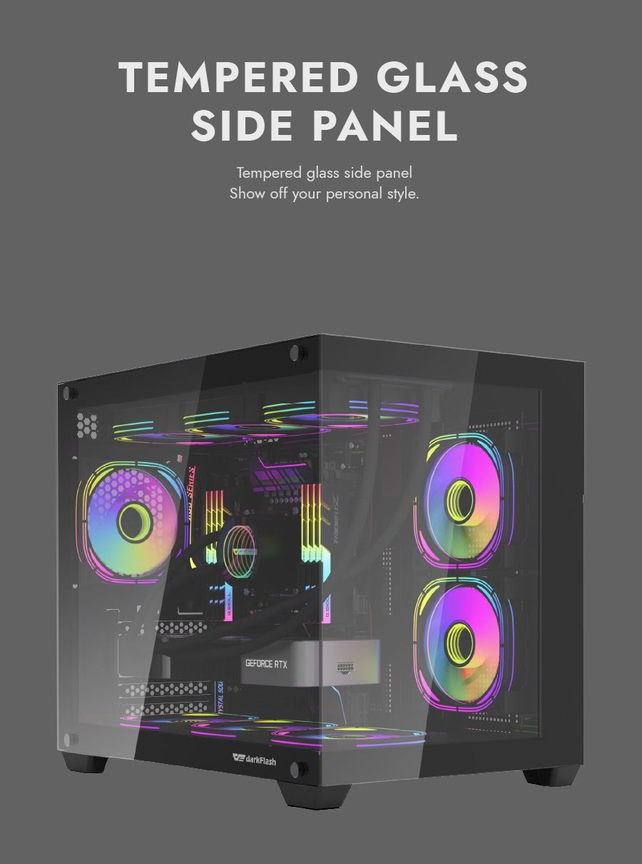 Sleek in Any Setup DarkFlash C285MP M-ATX PC CASE Tempered Glass Side Panel without Fan (Black)-4.jpg__PID:a0ad843e-58da-495c-83e2-9678fad8fc27