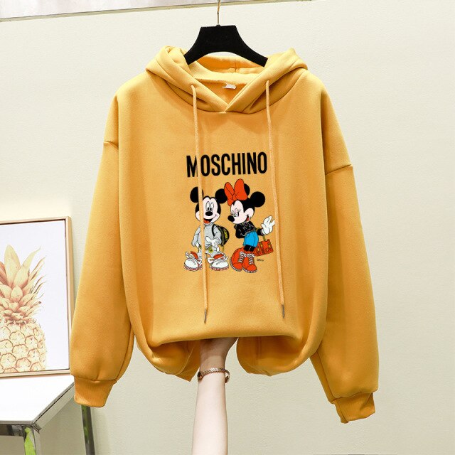 2021 Womens MOSCHINO letter  print Sweater  2020 new ins tide lazy wind  loose plus velvet thick Hoo