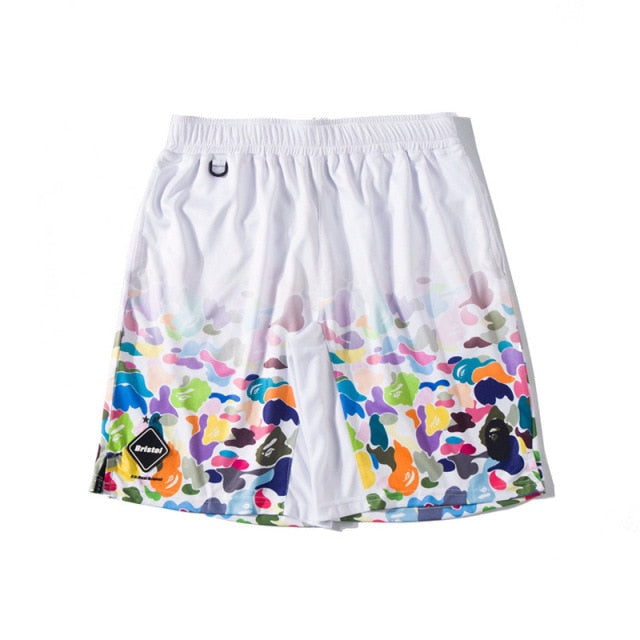 summer Bape tide brand  Gradient camouflage sports casual beach shorts men and women the same Large 