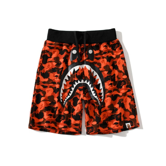 BAPE Japanese shark tide brand duan'k camouflage red beach pants men and women same shorts summe