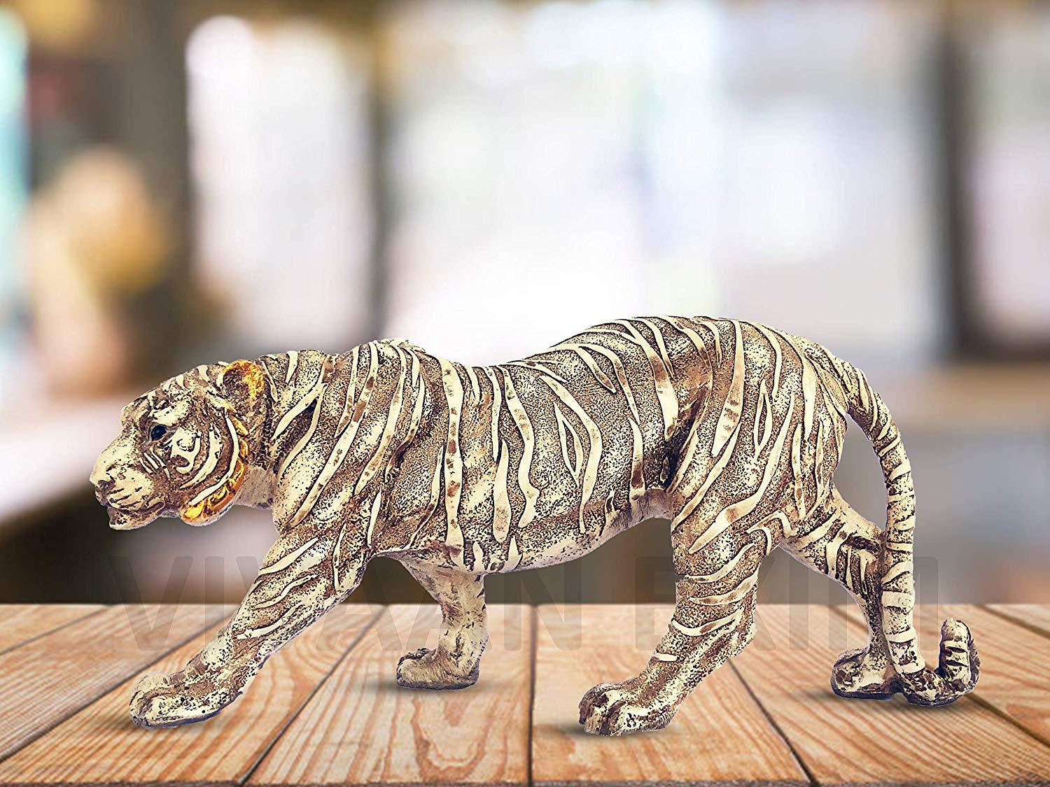 Polyresin Tiger Statue for Home , Showpiece Antique Finish for d – Online Decor World