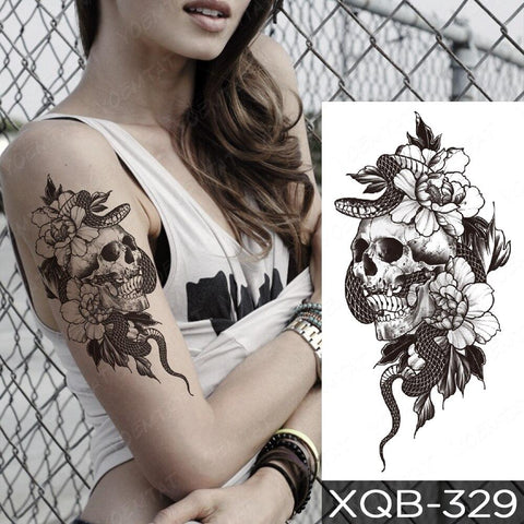 Black Ink Dragon Tattoo On Women Right Shoulder
