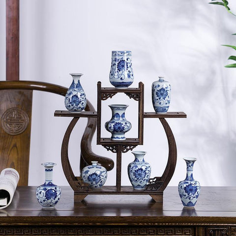 OLLIE-HAO Antique Porcelain vase Blue and White Ceramic Flower vase， Temple  jar vase Hand Made China Decoration for Home Living Room (Color : A)