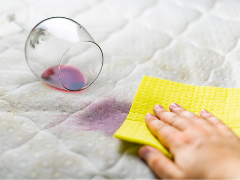 Cleaning Mattress Stained by Spilled Red Wine