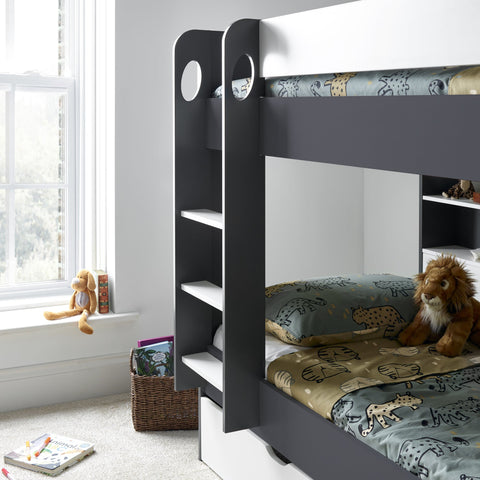 Grey and White Wooden Bunk Bed