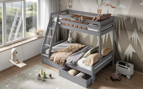 Solid Wood Bunk Bed Grey