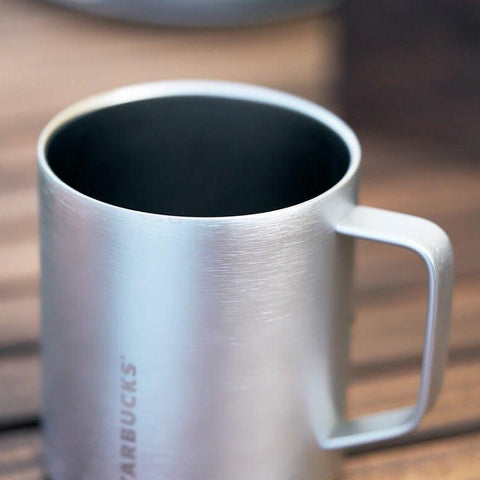 414ml/14oz Starbucks Stainless Steel Silver Grey Outdoor Camping Cup