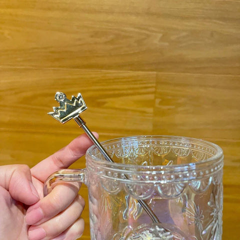 440ml/15oz Unicorn Glass Cup with Crown Stirrer