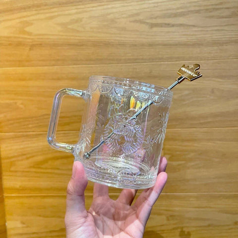 440ml/15oz Unicorn Glass Cup with Crown Stirrer