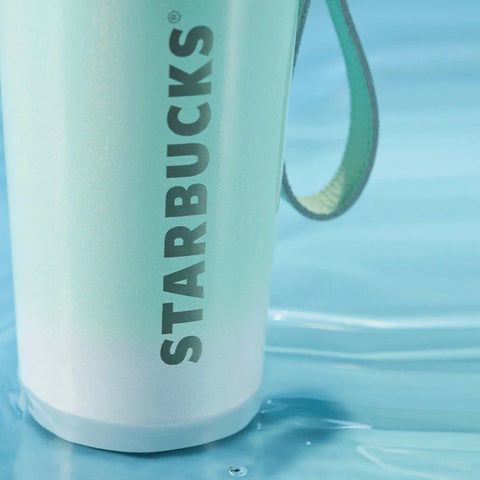 Starbucks 355ml/12oz Anniversary Ocean Green Gradient Mermaid Tail Stainless Steel Cup with Strap