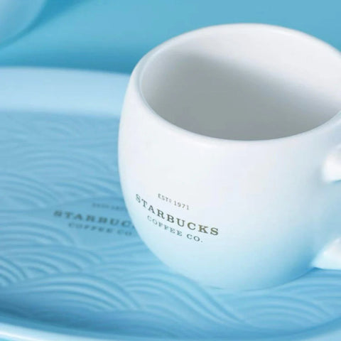 Starbucks 455ml/15oz Anniversary Ocean Classic Crown Tea Pot & Cup with Saucer