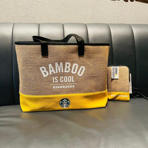 Starbucks Bamboo Bucket Bag and Phone Purse Set (Starbucks Bamboo Bag 2022 Collection)