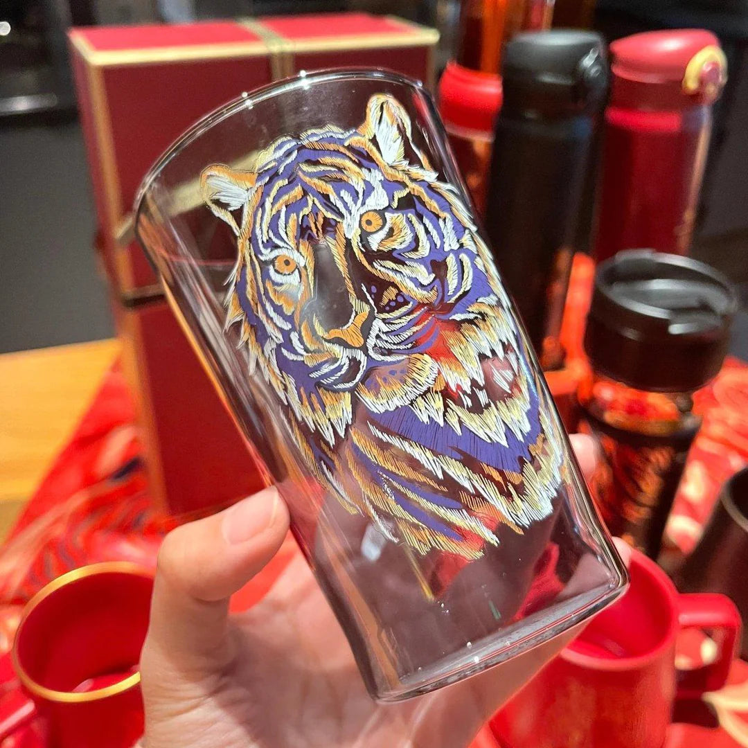 Starbucks Reserve Tiger Head Glass Cup 473ml/15,99oz (Starbucks Reserve New Year of Tiger Collection 2022)