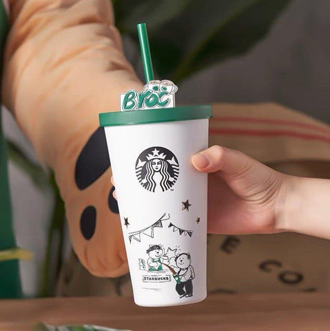 Wizard Bear Coffee Sharing 550ml/18.6oz Stainless Steel Straw Cup (Starbucks Wizard Bear 2022 Collection)