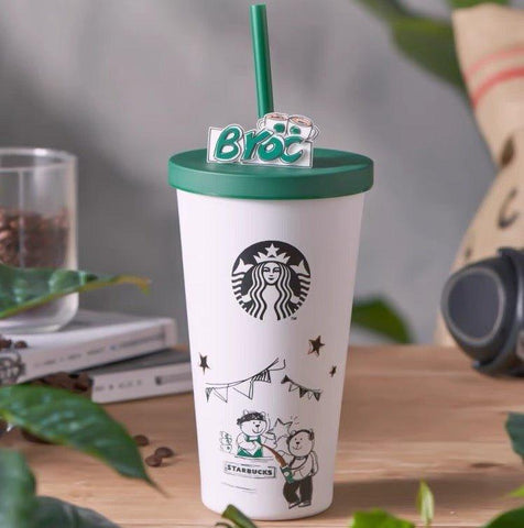 Wizard Bear Coffee Sharing 550ml/18.6oz Stainless Steel Straw Cup (Starbucks Wizard Bear 2022 Collection)