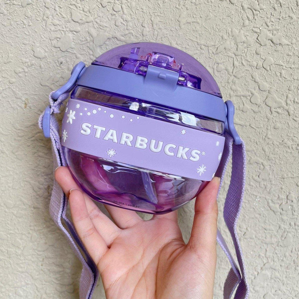 Starbucks 21 China Star Shaped Purple Gradient Glass Tumbler Straw