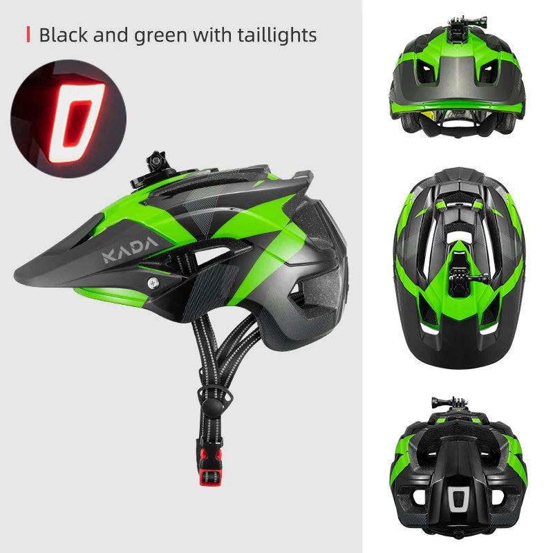 green and black bike helmet