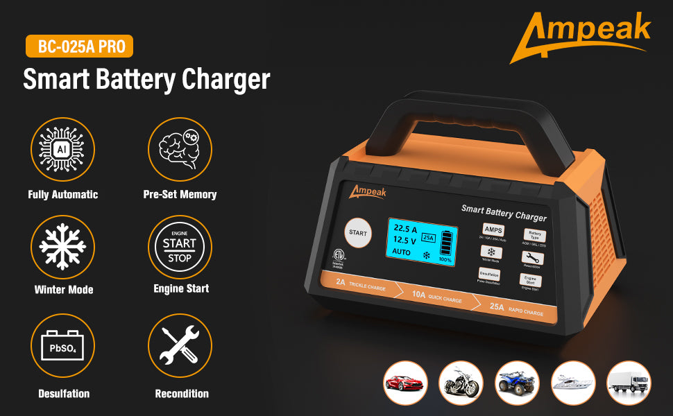 Ampeak Smart Battery Charger 25A PRO BC0253