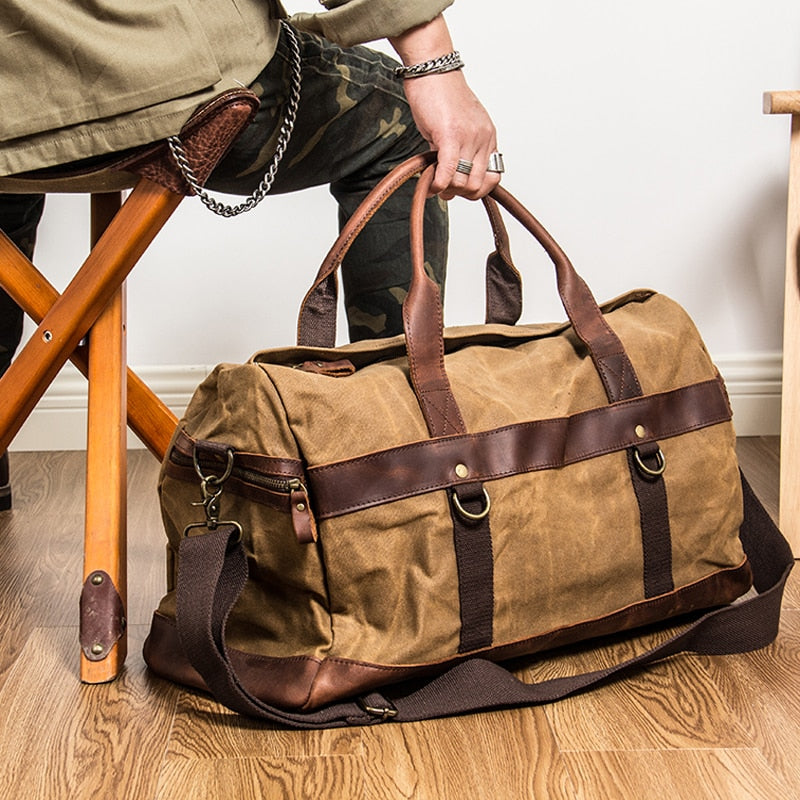 Vintage Crazy Horse Leather Duffle Bag with Shoes Compartment, Travel –  ROCKCOWLEATHERSTUDIO