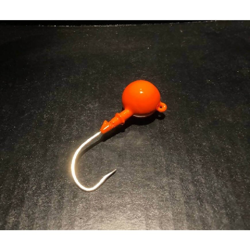 10 Pack Glow Blaze Orange Fluke Flounder Round Gulp Ball Jigs from 1oz to  6oz, Crafty Fisherman