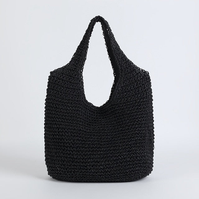 Fashion Rattan Women Shoulder Bags Wikcer Woven Female Handbags Large Capacity Summer Beach Straw Ba